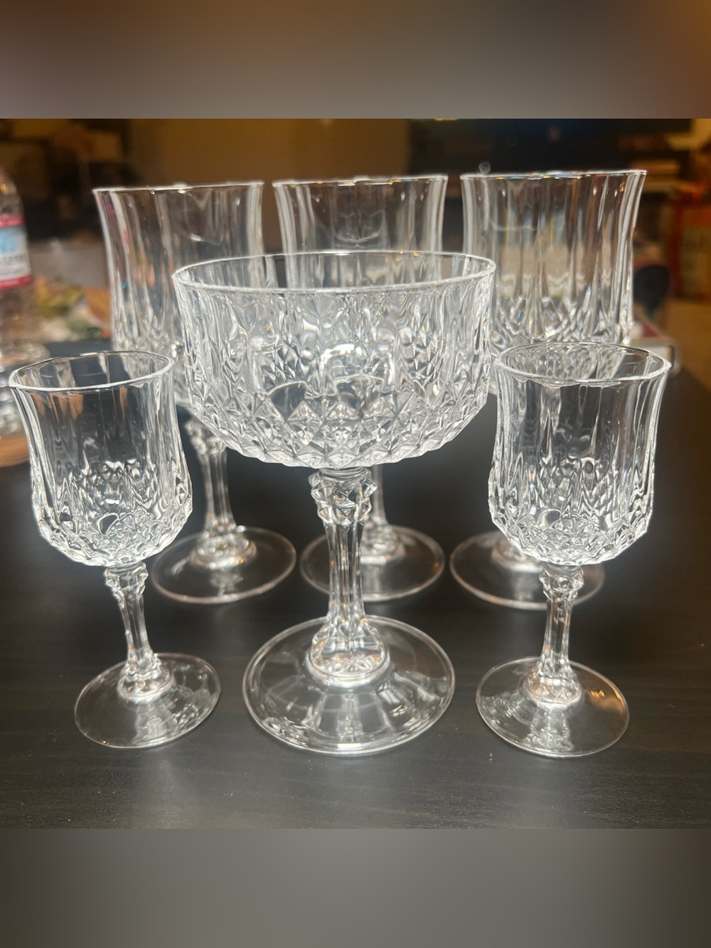Vintage Cristal d’Arques Longchamp Clear Crystal 6-Pc Set: 2Goblets,3Wine,1Coupe